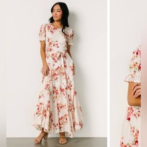 Charming Maxi Dress | Cream + Pink Floral